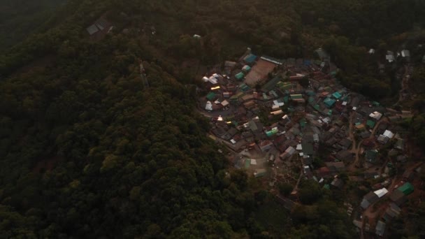 Flygfoto Sunset Doi Suthep Synvinkel Doi Suthep Nationalpark Chiangmai Thailand — Stockvideo