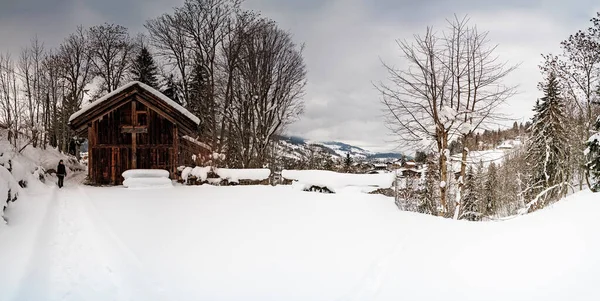 Snowy Místo Vším Pokryto Sněhem Malé Vesnici — Stock fotografie