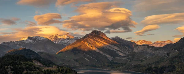 Sunset Mountains Reflection Lake Alps — Stock Photo, Image