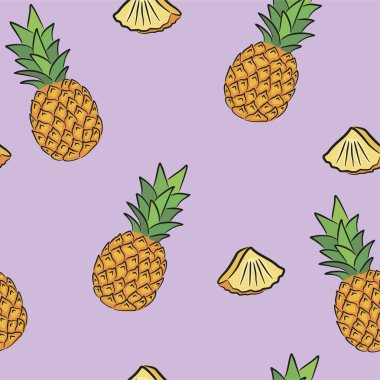 Pembe arka planda dilimleri olan renksiz ananas deseni.