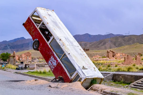 Zerstörter Bus Der Ölstadt Aksai Jiuquan Gansu China — Stockfoto