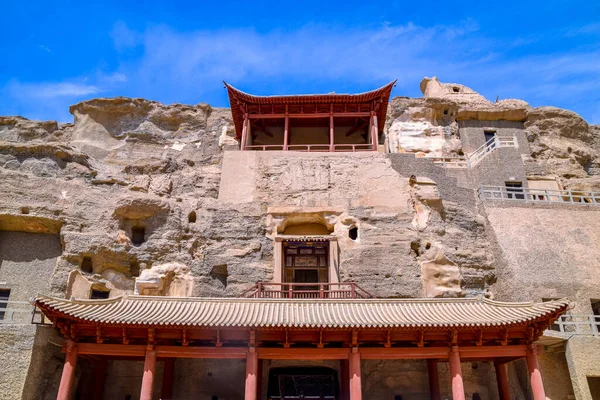 Αρχιτεκτονικό Τοπίο Του Dunhuang Mogao Grottoes Unesco Παγκόσμια Πολιτιστική Κληρονομιά — Φωτογραφία Αρχείου