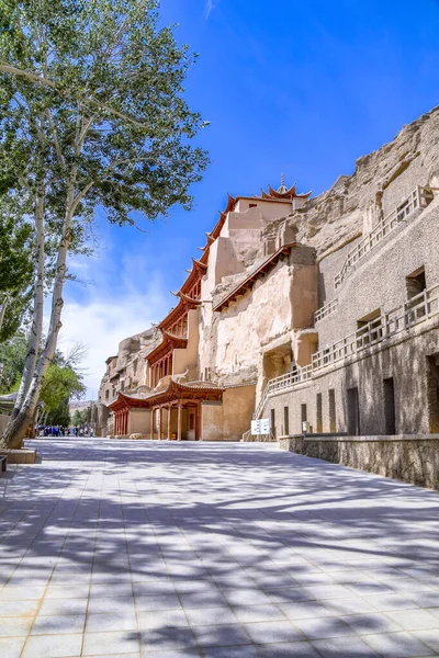 Εννιαώροφο Κτίριο Του Mogao Grottoes Unesco Παγκόσμιας Πολιτιστικής Κληρονομιάς Στο — Φωτογραφία Αρχείου