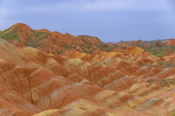 Amazing Scenery Rainbow Mountain Blue Sky Background Sunset Zhangye Danxia — Stock Photo, Image