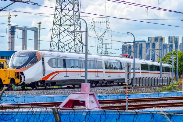 Metropolitana Guangzhou Line18 Primi Treni Sono Arrivati Deposito Guangzhou Panyu — Foto Stock