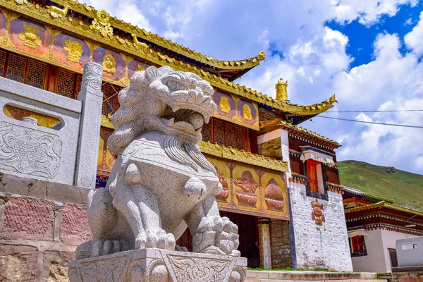Golden Summit Tibetan Buddhist Monastery Arou Temple Famous Historic Site — Stock Photo, Image