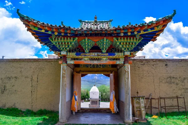 Tibet Budist Manastırı Arou Tapınağı Qilian Çin Ünlü Tarihi Bir — Stok fotoğraf