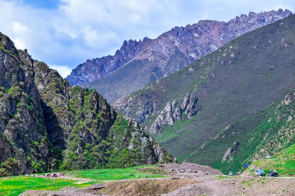 Vacker Natur Landskap Utsikt Över Blå Himmel Vägen Till Qilian — Stockfoto