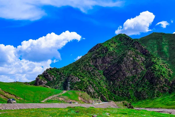 Vacker Natur Landskap Utsikt Över Blå Himmel Vägen Till Qilian — Stockfoto