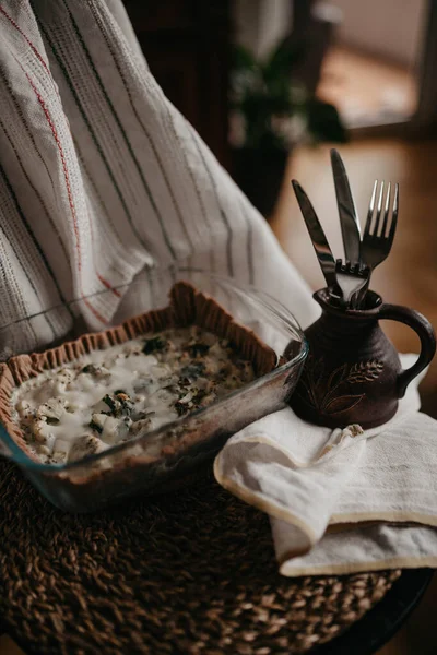 Quiche Paj Stolen Låg Kay — Stockfoto