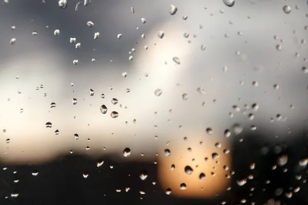 Wasser Tropft Auf Die Fensterscheibe Die Textur Von Woda Fällt — Stockfoto