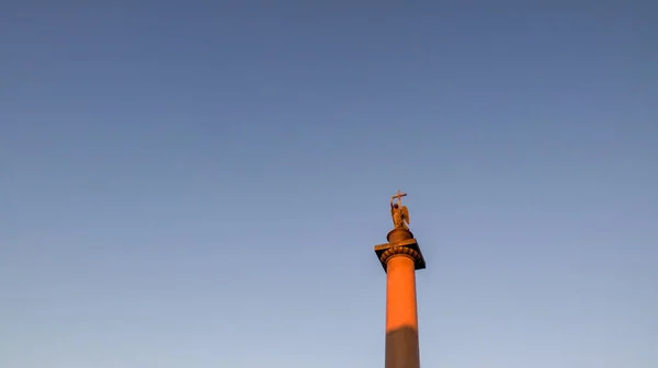 Kolumna Aleksandra Placu Pałacowym Dzień Pogoda Słońce Unikalny Miejski Krajobraz — Zdjęcie stockowe