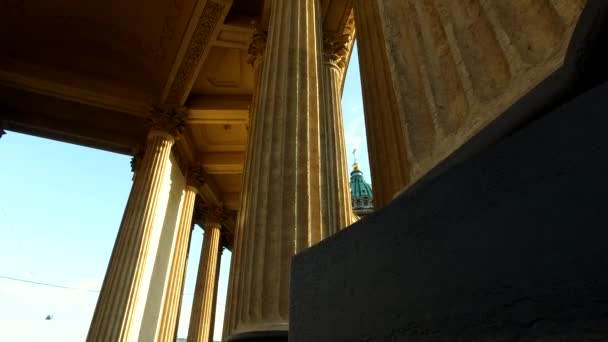 Cathédrale Kazan Sur Nevsky Avenue Soleil Colonnes Gros Plan Unique — Video