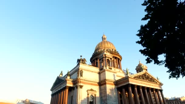 Katedra Izaaka Zachodzie Słońca Biała Noc Muzea Plac Izaaka Unikalne — Wideo stockowe