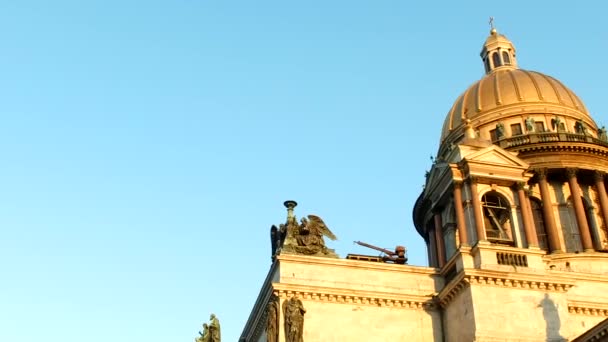 Isaac Katedralen Vid Solnedgången Vit Natt Museer Isaacs Torg Unikt — Stockvideo