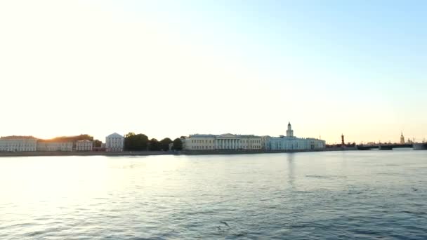 Neva Manzaralı Kuntskamera Müzesi Palace Köprüsü Beyaz Gece Benzersiz Şehir — Stok video