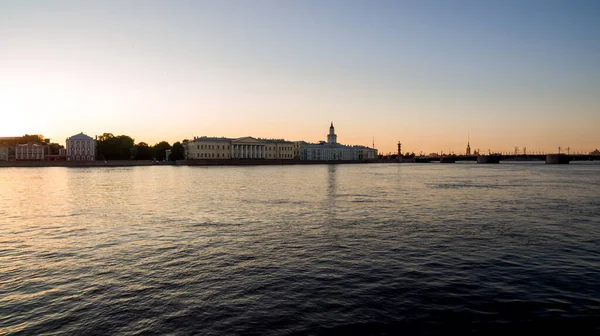 Vue Sur Neva Musée Kuntskamera Pont Palace Une Nuit Blanche — Photo