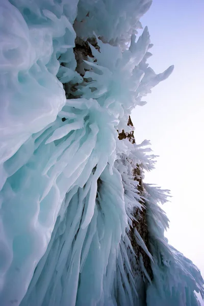 Lago Baikal Inverno Belas Vistas Sob Gelo Vida Marinha Terra — Fotografia de Stock