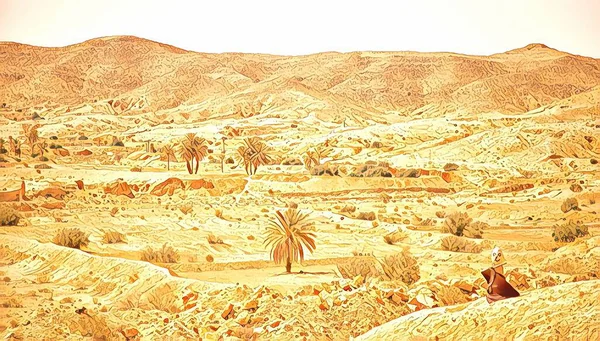Luchtfotografie Van Zandduinen Bomen Sahara Woestijn Afrika — Stockfoto