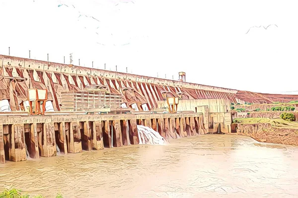 Illustration Barrage Itaipu Est Barrage Hydroélectrique Sur Rivière Parana Situé — Photo