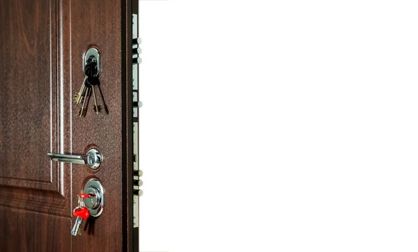 Offene Haustür Auf Weißem Hintergrund Konzept Der Offenen Türen Einer — Stockfoto