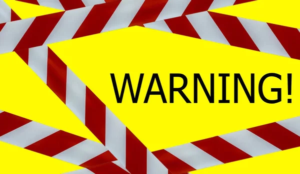 Uyarı Metniyle Kırmızı Beyaz Bariyer Çizgileri Sarı Izolasyonda Bariyer Bandı — Stok fotoğraf
