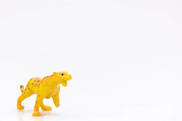 Close Brinquedo Pantera Plástico Isolado Fundo Branco — Fotografia de Stock