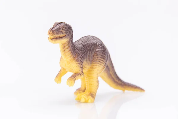 Primer Plano Una Figura Dinosaurio Plástico Colorido Aislado Sobre Fondo —  Fotos de Stock