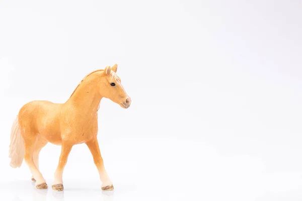 Close Brown Plastic Horse Isolated White Background — Stock Photo, Image