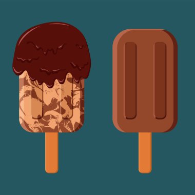 - Dondurma. Yaz ayındayız. Vektör çizimi. - Süper. Çubukta mermer dondurma. Çikolatalı krema.. 