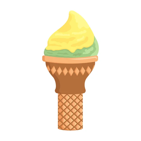 Helado Hielo Frutas Helado Frutas Una Taza Gofres Ilustración Vectorial — Vector de stock