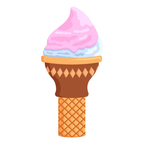 Мороженое Фруктовый Лёд Фруктовое Мороженое Вафельной Чашке Летняя Векторная Иллюстрация — стоковый вектор