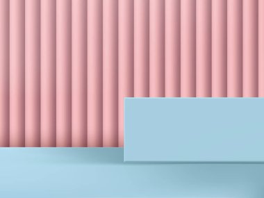 Vektör 3D illüstrasyon Pembe & Açık Mavi Stüdyo Çekim Platformu & Arkaplan