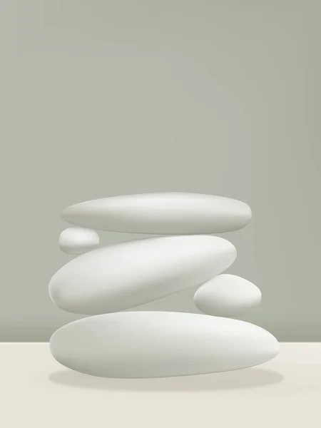 Vector Stacked Stones Pastel Background Για Skincare Beauty Body Care — Διανυσματικό Αρχείο