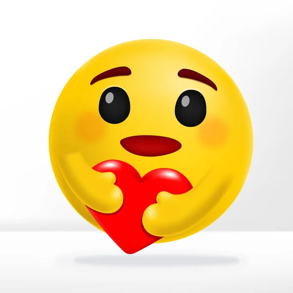 矢量拥抱的心 微笑关怀的情感社交媒体反应3D说明 — 图库矢量图片