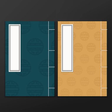 Vector Old, Retro, Vintage, Klasik ya da Geleneksel Çince Kitap Bağlama İllüstrasyonu Çin tarzında Kapağında Örüntü.