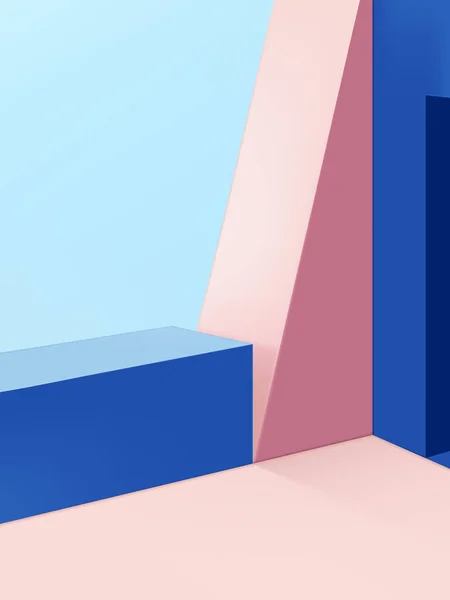 Vector Minimale Geometrische Vormen Studio Shot Achtergrond Roze Blauw — Stockvector