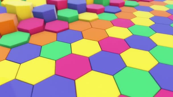 Animación Hexágonos Flotantes Abstractos Colores Brillantes Animación — Vídeo de stock