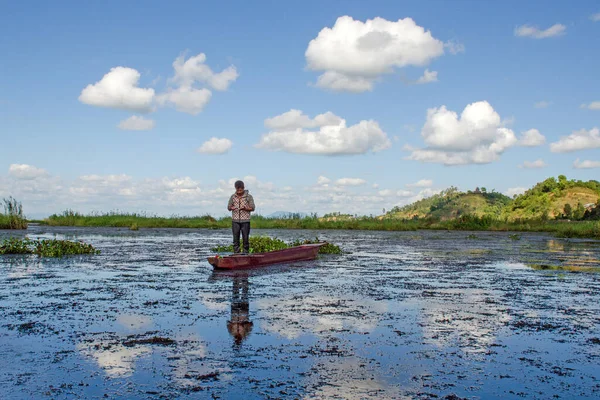 Moirang Manipur India Noviembre 2018 Imagen Loktak Lago Paisaje Barco —  Fotos de Stock