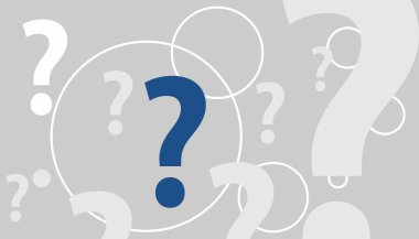 Siyah ve beyaz daireli soyut kompozisyon ve soru işaretleri. Atomik ya da gezegenler arası enerji etkileşimi. Eğitici illüstrasyon. Sınırlı renk paleti. Kaos kabarcıkları. Geometrik pankart