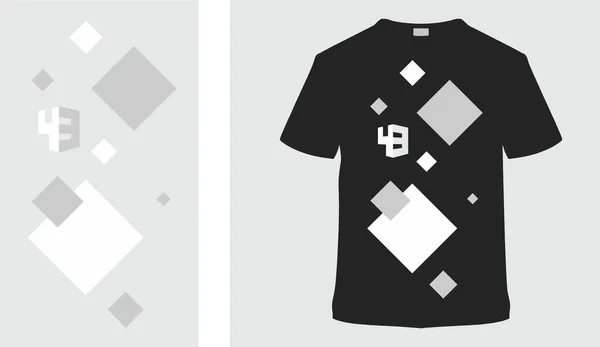 时尚的T恤和服装设计 抽象的组成与黑白正方形和题词是您 原子间或行星间的能量相互作用 有限的色彩调色板 混沌气泡 — 图库照片
