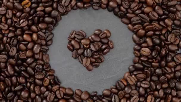 Farklı Rostolar Kahve Çekirdeklerinin Dokusunun Soyut Bir Kompozisyona Uyarlanması — Stok video