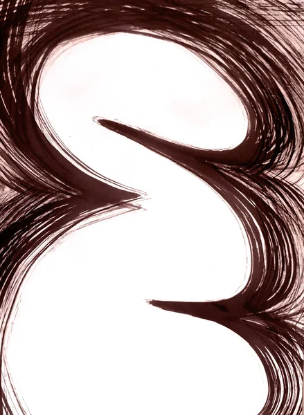 Calligraphy letter with wide ink brush on format. Abstraction profit meditation. Silhouette of a snake preparing to jump