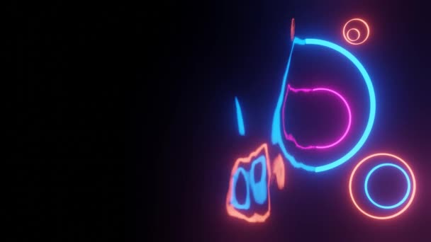 Animação Abstrata Círculos Néon Brilhante Com Ondas Refletidas Superfície Vídeo — Vídeo de Stock