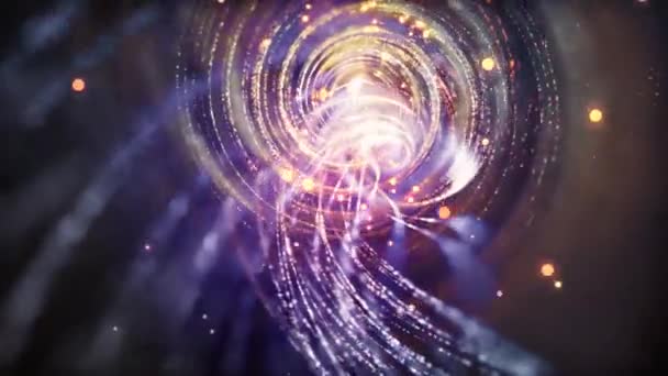 Ein Strom Leuchtender Teilchen Ein Kreislauf Aus Leuchtenden Teilchen Lichteffekte — Stockvideo