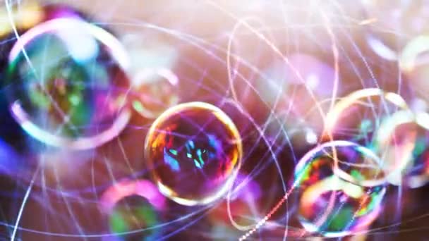 发光粒子流 发光粒子流的气泡 光的影响 移动和灵活的线条在抽象的风格 利润能量冥想 — 图库视频影像