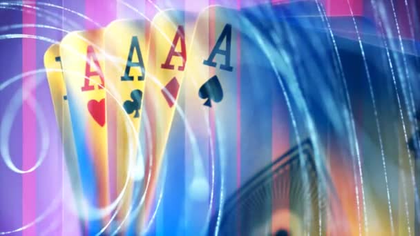 Karten Pokern Einen Strom Leuchtender Teilchen Einen Kreislauf Aus Leuchtenden — Stockvideo