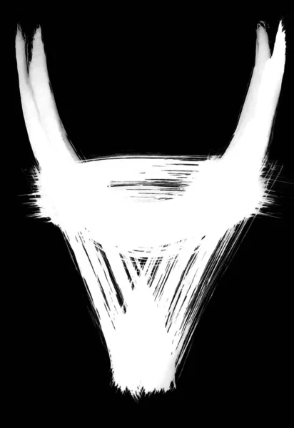 Baş güçlü boğa. Bir boğa gücünün soyut resmi. İnanılmaz bir ilham hareketi, enerji kazancı meditasyonu, sınırlı palet kullanımı.