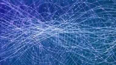 Parlak parçacıklardan oluşan bir akış, parlak parçacıklardan oluşan bir akım. ışık efektleri soyut biçimde hareket eder ve esnek çizgiler.