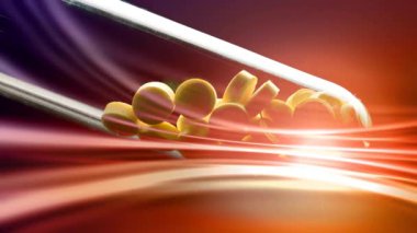 Parlak parçacıklardan oluşan bir akış, parlak parçacıklardan oluşan bir akım. ışık efektleri soyut biçimde hareket eder ve esnek çizgiler.